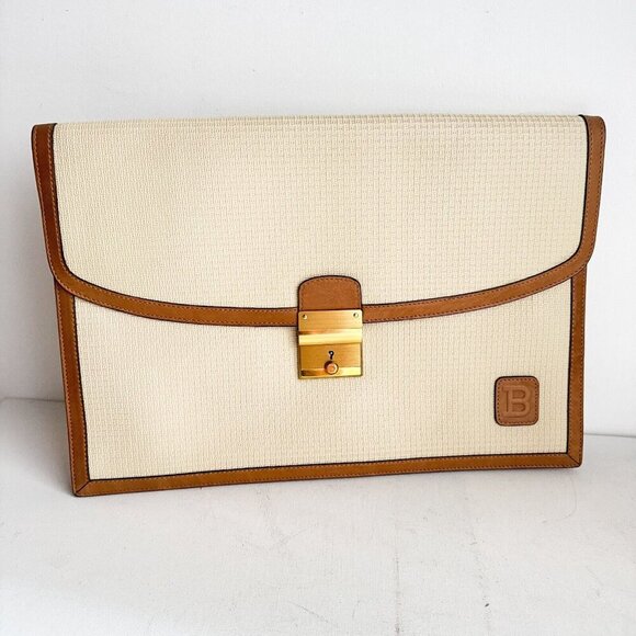 Vintage Bally Light Beige Monogram Office Document Case - Picture 5 of 14